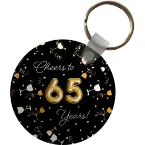 Sleutelhanger - Verjaardag - 65 Jaar - Goud - Plastic - Rond - Uitdeelcadeautjes