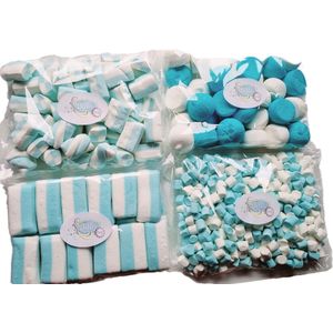spekken-feest pakket blauw 1000 gram voor babyshower, geboorte, kraamfeest, doop, snoeppakket spekken
