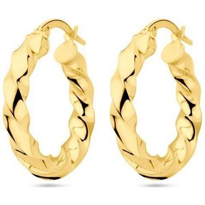 Oorringen 4,0 Mm Gedraaide Buis 14K Geelgoud
