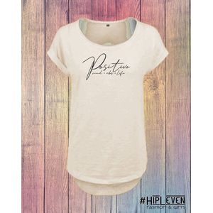 Shirt met print Positive, mind, vibes, life | beige/ 4XL (50-52)
