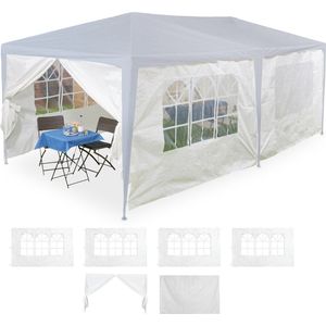 Relaxdays zijwanden partytent 2x3 m - set van 6 - partytent zijkanten - losse zeilen - wit