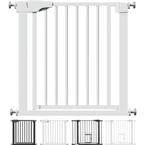 Traphekje zonder Boren | 76 t/m 103CM Verlengbaar tot 103CM | Klembevestiging | Hondenhek | Pressure Fit | Incl 2 Verlengdelen | Wit