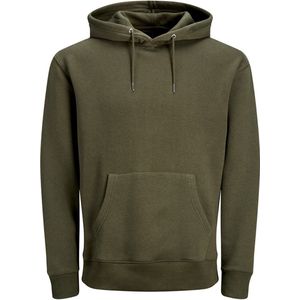 JACK & JONES relaxt fit trui katoen - soft hoodie middeldik - olijfgroen - Maat: M