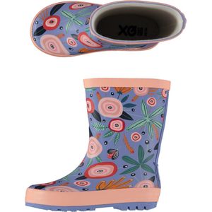 Xqboots Kinder Regenlaars Rubber Bloemprint Lila&Lichtroze - Laarzen - 29/30