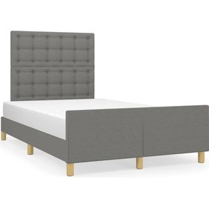 vidaXL - Bedframe - met - hoofdbord - stof - donkergrijs - 120x190 - cm