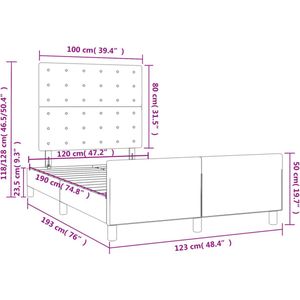 vidaXL - Bedframe - met - hoofdbord - stof - donkergrijs - 120x190 - cm