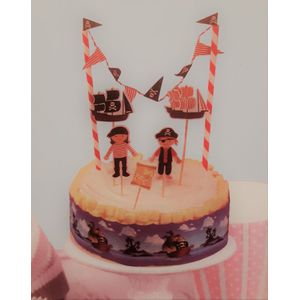 taartversiering Piraat cake toppers cocktailprikkers met taartrand en vlaggetjes