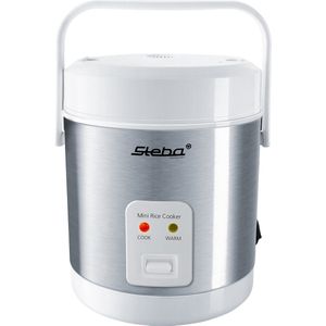 Steba RK4M | Mini Rijstkoker | 0,9 liter inhoud | tot 3 kopjes | handgreep | warmhoudfunctie | Wit/RVS