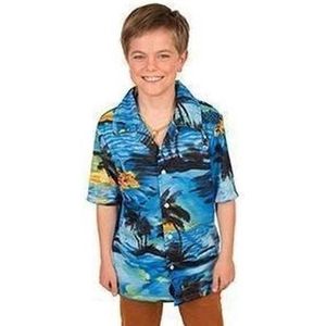 Hawaii blouse/overhemd blauw voor jongens 140