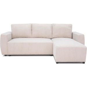 Omkeerbare converteerbare hoekbank 3-4 PLAATS PHARELL - Beige geribbelde fluweel - opbergdoos - l 230x p 155 x H 71-95 cm