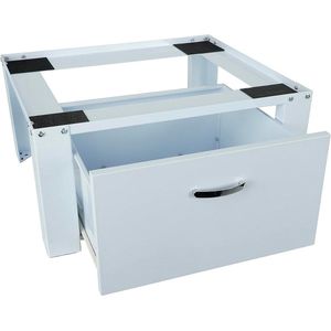 Wasmachine verhoger - Onderstel met geïntegreerde lade - Wit - 30 cm - Stalen onderkast Wasmachine verhoger