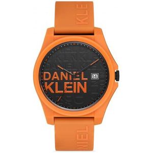 Daniel Klein DK.1.12865-4 - Horloge - Analoog - Mannen - Heren - siliconen band - rond - Oranje - Zwart