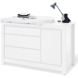 Aankleedkussen 'Milk' Extra Breed - Babycommode - Kinderkast - MDF Lak, Verstelbare Plank - 145cm x 77cm x 100cm