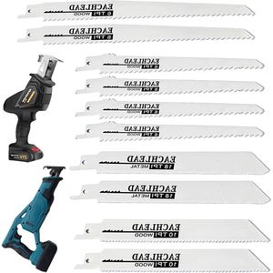 10 stuks reciprozaagbladenset 6TPI-18TPI voor hout - grof hout, nat hout, brandhout
