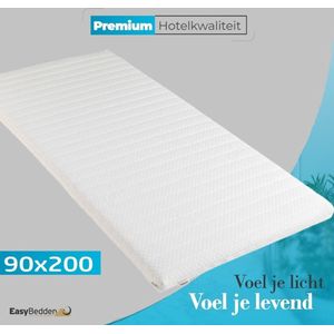 Easy Bedden Topper matras 90x200 – Topdekmatras - HR45 Koudschuim – Antibacterieel - Orthopedisch Verantwoord - 4 Seizoenen - Premium Wasbare Afritsbare Hoes - circa 7 cm dik