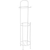 Staande wc/toiletrolhouder met reservoir wit 66 cm van metaal - Wc-rol houder - Toiletrol houder