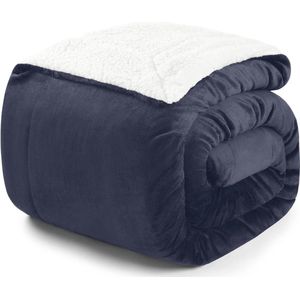 pluizige Sherpa deken - hoogwaardige deken, fleece deken, superzachte fleecedeken als bankhoes, sprei of woonkamerdeken, 150 x 200 cm, Diepzeeblauw