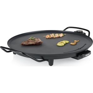 Tristar Bakplaat Rond BP-2787 - Gourmet bakplaat - Cirkel Grill voor 4 personen - Met regelbare thermostaat - Anti-aanbaklaag - 4 houten spatels - Zwart