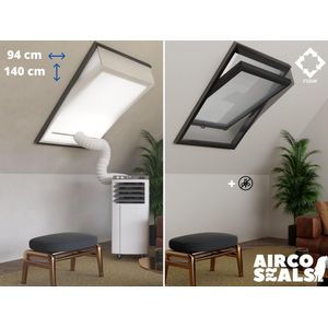 Raamafdichtingskit Mobiele Airco - Met Hor – 94 x 140 cm Velux PK08 | Fakro/Optilight 09 | Roto 09/14 - Dakraam - Airco Slang Afsluiten – Velux Tuimelvenster Oplossing - Dakraam Afdichting