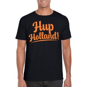 Bellatio Decorations Verkleed T-shirt voor heren - hup holland - zwart - EK/WK voetbal supporter XL