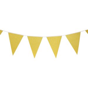 Party verjaardag Vlaggenlijn - papier - glitter goud - 6 m - 25 punt vlaggetjes