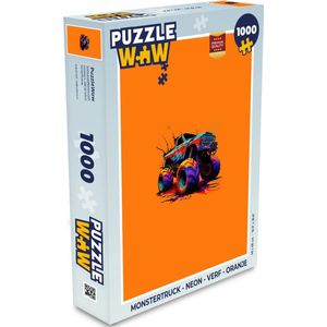 Puzzel Monstertruck - Neon - Verf - Oranje - Legpuzzel - Puzzel 1000 stukjes volwassenen