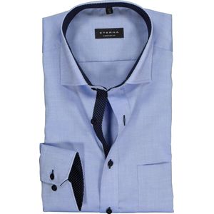 ETERNA comfort fit overhemd - fijn Oxford heren overhemd - lichtblauw (blauw gestipt contrast) - Strijkvrij - Boordmaat: 46