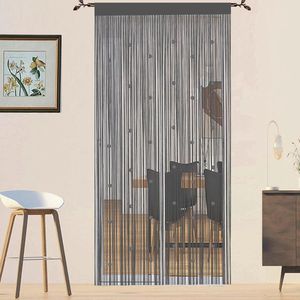 Beaded Door Curtain Fly Screen - Grey Cord Curtains Room Dividers Deurgordijn