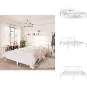 vidaXL Bedframe - Bedframe - Bed Frame - Bed Frames - Bedframe massief grenenhout wit 140x200 cm