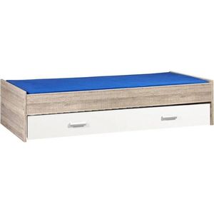 Bed met opbergruimte | 90x200 | Donkergrijs Hout | Inclusief witte bedlade