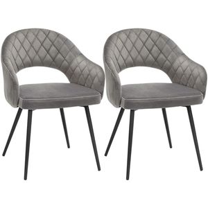 FURNIBELLA-Set van 2 Grijze Eetkamerstoelen