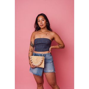 Denim bandeau top | maat s | strapless top | crop top | jeans | spijkerstof