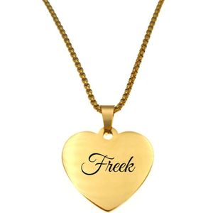 Ketting - Hart - Met Naam - Freek - Goud