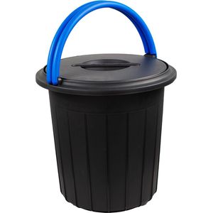 Eco Solution, Afvalemmer met Handvat 25L - Prullenbak met Deksel voor Afvalscheiding - Blauw/Geel - Afvalscheidingprullenbakken - Recycle – Afvalbak - Vuilnisbak – Vuilnisemmer – Sorteerafvalemmer - Kantoor – Keuken