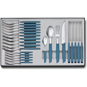 Swiss Modern Bestekset voor 6 Personen - 24-delig - Korenbloemen-blauw - Kunststof handgrepen