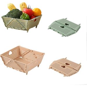 Flexibele Vergiet - Opvouwbare Plastic Zeef met Pootjes - Keukenzeef voor Pasta, Fruit en Groenten - Ruimtebesparend, BPA-vrij, Vaatwasserbestendig (2 Stuks, Groen & Roze)