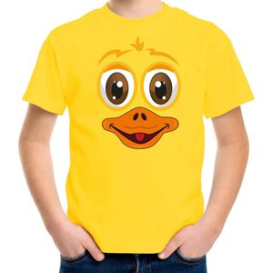 Bellatio Decorations dieren verkleed t-shirt kinderen - eend gezicht - carnavalskleding - geel 140/152