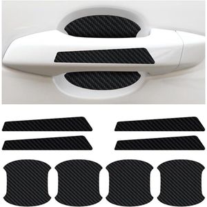 8 stuks koolstofvezel autodeurgreep beschermfolie - krasbestendige afdekkingen - autodeurklink beschermende bekers .