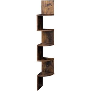 Hoekkast deluxe - Hoekmeubel - Boekenkast en decoratie - 5 legplanken - Bruin - 20x20x127cm