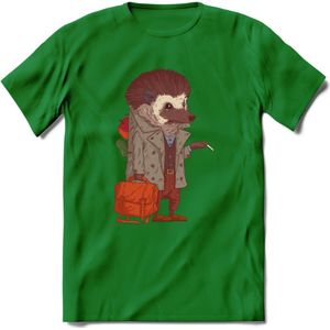 Casual egel T-Shirt Grappig | Dieren herfst Kleding Kado Heren / Dames | Animal Skateboard Cadeau shirt - Donker Groen - XXL