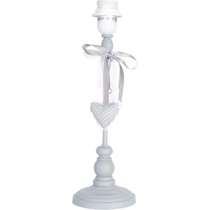 Clayre & Eef Lampenvoet Ø 12x38 cm Grijs Hout Rond Hart Lampvoet