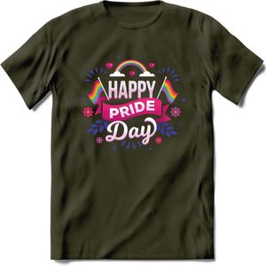 Pride Day | Pride T-Shirt | Grappig LHBTIQ+ / LGBTQ / Gay / Homo / Lesbi Cadeau Shirt | Dames - Heren - Unisex | Tshirt Kleding Kado | - Leger Groen - XXL