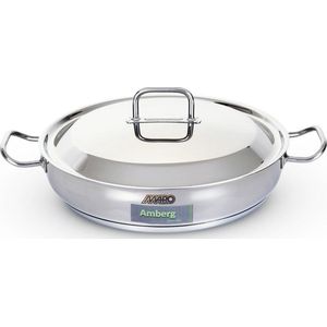 Amberg hoge sudderpan met handgrepen en deksel 28 cm