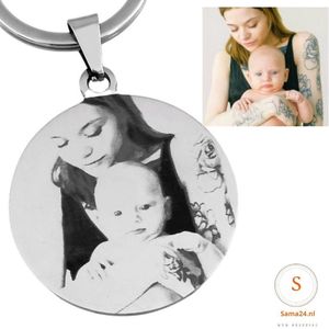 Gepersonaliseerde sleutelhangers Titanium met foto en tekst - Sleutelhanger liefde - Moederdag cadeautje voor mama - Valentijnsdag cadeau