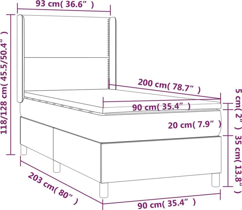 vidaXL - Boxspring - met - matras - kunstleer - wit - 90x200 - cm