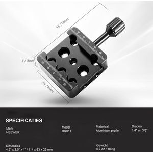 Neewer® - Telescoop Montage Statief Adapter Basis Zadelschroef voor Vixen Stijl Dovetail Beugels - Met M6 M8 Verzonken Boringen voor Astronomische Telescoopmonteringen - Geschikt voor EQ Hoofden - Eenvoudige Installatie en Snelle Bevestiging, QR011