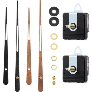 2 stuks klok bewegingsmechanisme met lange schacht en 24 inch lange wijzers - DIY klok reparatie set - batterij werkt - houten klok hands - wandklok reparatie onderdelen