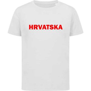 WK - Kroatië - Croatia - Hrvatska - T-shirt Wit - Voetbalshirt - Maat: 158/164 (XL) - 12 - 13 jaar - Landen shirts