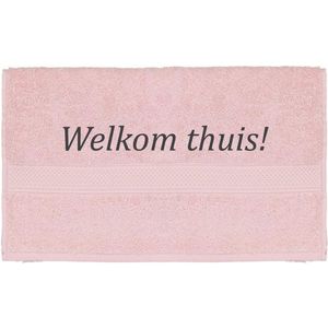 Handdoek - Welkom Thuis - 100x50cm - Roze