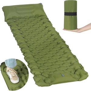 Zelfopblazende campingmat met voetperspomp - ultralicht en waterdicht - opvouwbaar en draagbaar - voor wandelen en outdooractiviteiten